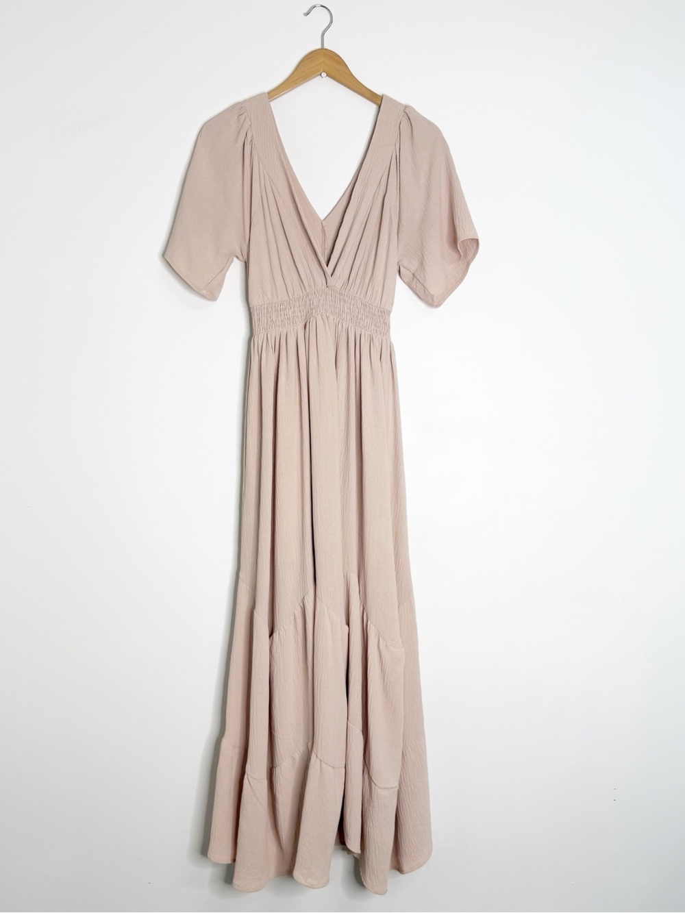 Baltic Born Delilah Maxi Dress Blush Pink Size Small Smocked Waist - Picture 3 of 7